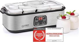 TZS First Austria - 25 W jogurto gaminimo aparatas su 8 stiklinėmis 180 ml talpyklomis iki 1,4 l naminio jogurto, 20-55 °C temperatūra, automatiniu išsijungimu ir LCD ekranu - jogurto gaminimo aparatas baltas