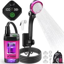 WADEO Tragbare Campingdusche Akku mit Pumpe, Camping Dusche mit wiederaufladbarem 6000/8000mAh-Akku, Mobile Duschen Außenduschen mit verbessertem Schlauch, für Camping Reisen Garten Autowaschen