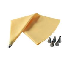 Silikoninis konditerinis maišelis TORO su 6 nerūdijančio plieno antgaliais, geltonas