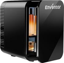 "Enventor" mini šaldytuvas 4 l, 6 skardinės, mažas kambario šaldytuvas, 12 V/220 V lizdas, aušinimo ir šildymo funkcija, mini šaldytuvas, kosmetikos šaldytuvas, tylus automobiliui, miegamajam, biurams (juodas)
