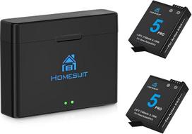 "Homesuit Osmo Action 5 Pro 4 3" 2100 mAh akumuliatoriaus ir dvigubo USB LED įkroviklio rinkinys, skirtas DJI OSMO 360 / OsmoAction5Pro / OsmoAction4 / OsmoAction3 (2 vnt.)