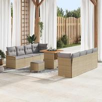 "Homgoday" sodo sofos komplektas 11 dalių Smėlio spalvos polietileninė rotango sofa Gartenm?Bel Modelis3362107