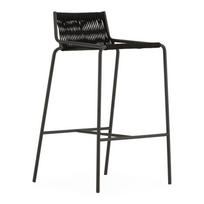 Juodos spalvos iš metalo baro taburetė (sėdynės aukštis 65 cm) Emily – Marckeric