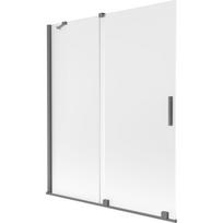 Mexen Velar dviejų dalių nuleidžiama vonios uždanga 140 x 150 cm, šerkšnas, ginklo metalas - 896-140-000-31-95