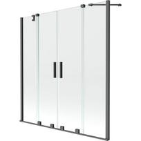 Mexen Velar Duo vonios sienelė su dviem stumdomais varčiais 140 x 150 cm, permatoma, gun metal - 896-140-000-02-95