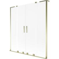 Mexen Velar L Duo vonios ekrano 2-durų slankiojančios 140 x 150 cm, šerkšnas, auksinis - 896-140-003-32-50