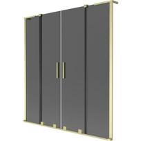 Mexen Velar L Duo vonios pertvara 2-durų stumdomos 150 x 150 cm, grafitas, auksinė matinė - 896-150-003-42-55