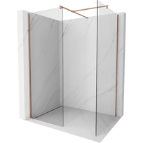 Mexen Kioto dušo sienelė Walk-in 135 x 120 cm, permatoma, rožinis auksas - 800-135-202-60-00-120