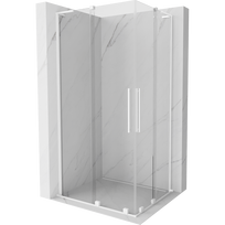 Mexen Velar L Duo slankiojančios dušo durys 90 x 80 cm, skaidrios, baltos - 871-090-080-02-03-20