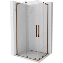 Mexen Velar L Duo stumdomas dušo kabinas 90 x 80 cm, skaidrus, rausvas auksas - 871-090-080-02-03-60