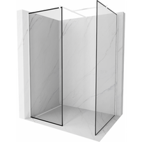 Mexen Kioto dušo sienelė Walk-in 150 x 120 cm, juodas rėmelis, balta - 800-150-202-20-70-120