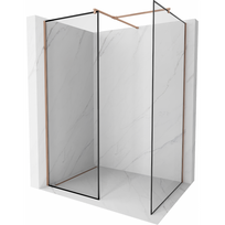 Mexen Kioto dušo sienelė Walk-in 160 x 120 cm, juodas rėmas, rožinis auksas - 800-160-202-60-70-120