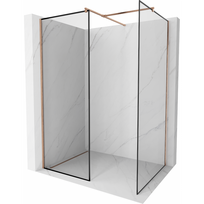 Mexen Kioto dušo sienelė Walk-in 150 x 120 cm, juodas rėmelis, šlifuotas varis - 800-150-202-65-70-120