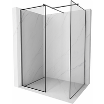 Mexen Kioto dušo sienelė Walk-in 160 x 70 cm, juodas rėmelis, šlifuota ginklų pilka - 800-160-202-66-70-070