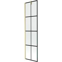 Mexen Next vonios ekranas 1-duris 50 x 150 cm, juodas tinklelis, auksinis šveistas - 895-050-000-00-77-55