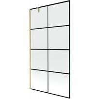 Mexen Next viengubis vonios ekranas 100 x 150 cm, juodas tinklelis, auksinis šlifuotas - 895-100-000-00-77-55