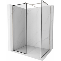 Mexen Kioto dušo siena Walk-in 150 x 90 cm, juodas rėmelis, šlifuotas nikelis - 800-150-202-97-70-090
