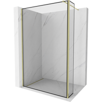 Mexen Kioto dušo siena Walk-in 120 x 40 cm, juodas rėmelis, auksinis - 800-120-212-50-70-040