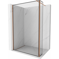 Mexen Kioto dušo sienelė Walk-in 130 x 30 cm, juodas rėmelis, rožinis auksas - 800-130-212-60-70-030