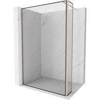 Mexen Kioto dušo sienelė Walk-in 130 x 30 cm, juodas rėmelis, šlifuotas nikelis - 800-130-212-97-70-030