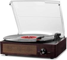 Plokštelių grotuvas su „Bluetooth“ imtuvu ir 2 stereo garsiakalbiais, retro