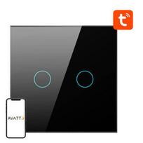 Išmanusis šviesos jungiklis ZigBee Avatto ZTS02-EU-B2 2 Way TUYA (juodas)