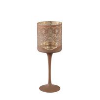 Žvakidė stiklinė ruda 9x9x25 cm (žvakės diam. iki 8 cm) Opix PTMD 105749