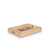 Padėklai 2 vnt mediniai su stiklu 35x25x5/40x30x5 cm Giftdecor 11221
