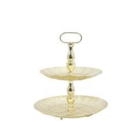 Padėklas metalinis 2 aukštų aukso sp. 39,5x43x39,5 cm Home Deco KA0116