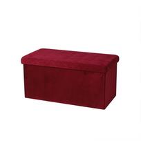 Dėžė-pufas 76x38x38 cm sulankstoma, raudonos sp., veliūras Urban Living 53397
