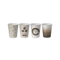 Vienkartinės popierinės stiklinės kavai CLARINA 250ml 50vnt (įvairūs raštai)