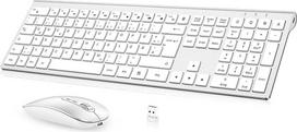 "cimetech" klaviatūros ir pelės belaidis rinkinys, itin plona įkraunama belaidė klaviatūra ir pelė Ergonomiška belaidė klaviatūra su QWERTZ išdėstymu, itin plona ir plona, skirta kompiuteriui / staliniam kompiuteriui / asmeniniam kompiuteriui / nešiojamaj