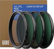 "Gobe" 77 mm UV filtras, poliarizacinis filtras (CPL), neutralaus tankio filtras ND8, ND1000 filtrų rinkinys