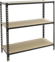 "Simon Rack" "Simonclick" didelės apkrovos lentynos, 900 x 800 x 500 mm, maksimali apkrova 150 kg, 3 reguliuojamos lentynos, MDF plokštės, rūsio lentyna, sandėliavimo lentyna, antracitas / mediena