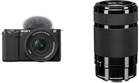 "Sony" ZV-E10K sisteminis fotoaparatas (APS-C) su 16-50 mm f/3,5-5,6 II galios priartinimo objektyvu - pasukamas ir pasukamas ekranas, automatinis fokusavimas realiuoju laiku, idealiai tinka blogeriams ir pradedantiesiems + SEL55210
