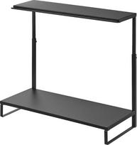 "Yamazaki 1303" 2 pakopų monitoriaus stovas, juodas, plienas/silikonas/polipropilenas, minimalistinis 59 x 27,5 x 38-65 cm (ilgis x plotis x aukštis)