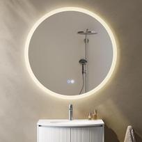 HOROW Apvalus vonios kambario veidrodis su apšvietimu, 80 cm LED veidrodis, šaltos baltos spalvos, šiltos baltos spalvos, natūralios šviesos veidrodis, pritemdomas, apsaugotas nuo rūko, be rėmo, sieninis veidrodis, IP44 energijos taupymas