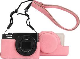 Rieibi TZ99 Kameratasche, PU Leder Kameratasche für Panasonic Lumix DC-TZ99 Digitalkamera, abnehmbare Schutzhülle mit verstellbarem Schultergurt, Beauty Cover