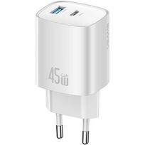 USAMS Charger T66 45W GaN CC290 USB-A + USB-C USA001665