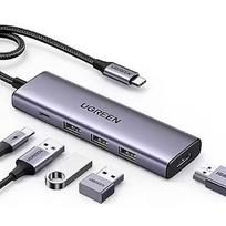 Ugreen 15596 laptop dock/port replicator Wired USB 3.2 Gen 1 (3.1 Gen 1) Type-A + Type-C Aluminium 150145
