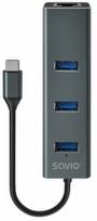 Savio USB Central Hub 3-Port USB-C 3.1 GEN 1 with RJ-45 Gigabit Ethernet