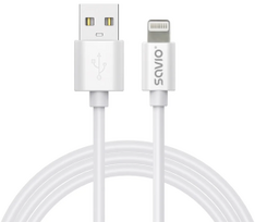 Savio USB-A to Lightning 1m, White, 2.4A