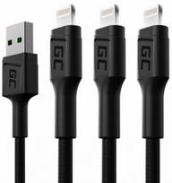 GREEN CELL Set of 3x Apple Lightning Fast Charging Cable with White LED Backlight 2m