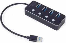 Gembird USB Central Switching 4-Port Hub with Switches, Black, USB 3.1 Powered