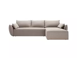 Kampinė Sofa lova - dešinė su patalynės dėže, Kaelle, 4 sėdimos vietos, 252x165x87, smėlio spalvos