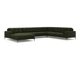 U formos kampinė sofa - dešinė, Mamaia, 7 sėdimos vietos, 327x256x75, žalia
