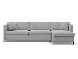 Kampinė Sofa lova - dešinė su patalynės dėže, Gloria, 4 sėdimos vietos, 260x170x80, šviesiai pilka