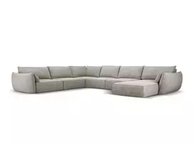 U formos kampinė sofa - kairė, Kaelle, 8 sėdimos vietos, 384x284x85, šviesiai pilka