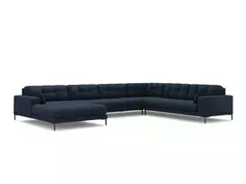U formos kampinė sofa - dešinė, Mamaia, 7 sėdimos vietos, 327x256x75, mėlyna