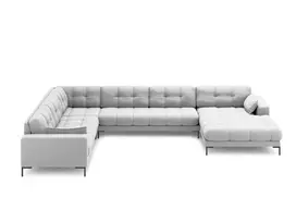 U formos kampinė sofa - kairė, Mamaia, 7 sėdimos vietos, 327x256x75, šviesiai pilka